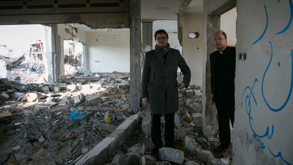 Mgr Felix Gmür avec la "Coordination pour la Terre Sainte" de 2015 à Gaza (Photo: Andrea Krogmann)