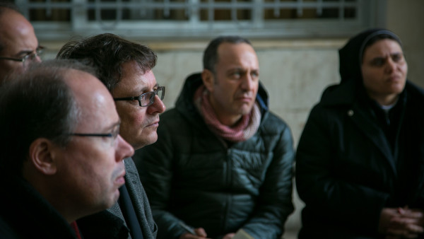 Mgr Felix Gmür avec la "Coordination pour la Terre Sainte" de 2015 à Gaza (Photo: Andrea Krogmann) 