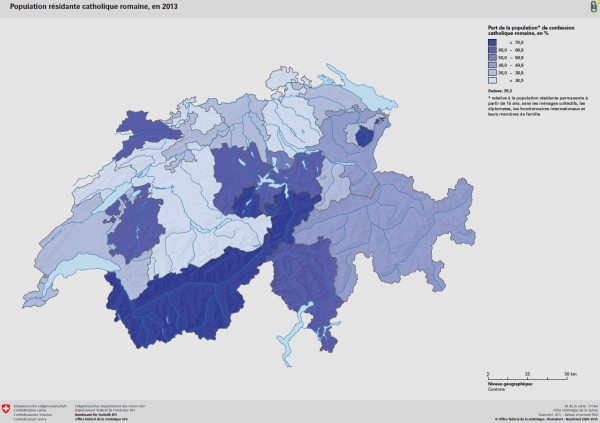 Population catholique romaine résidante en Suisse (illustration OFS Neuchâtel) 