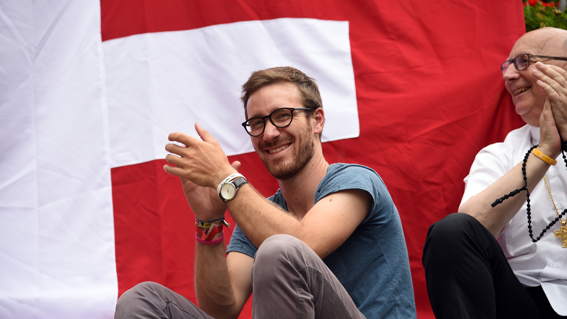 JMJ: Les jeunes suisses se sont donnés rendez-vous dans une paroisse du centre de Cracovie pour une rencontre nationale (Photo: Pierre Pistoletti)